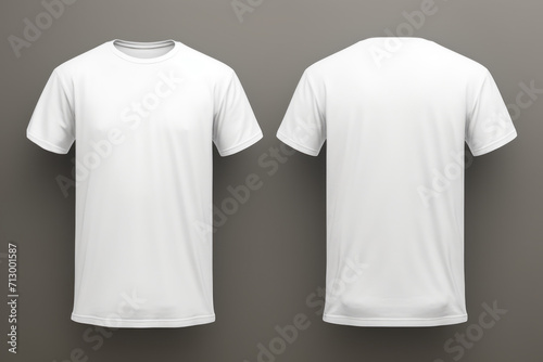 White male t shirt mockup front and back view for template design illustration photo