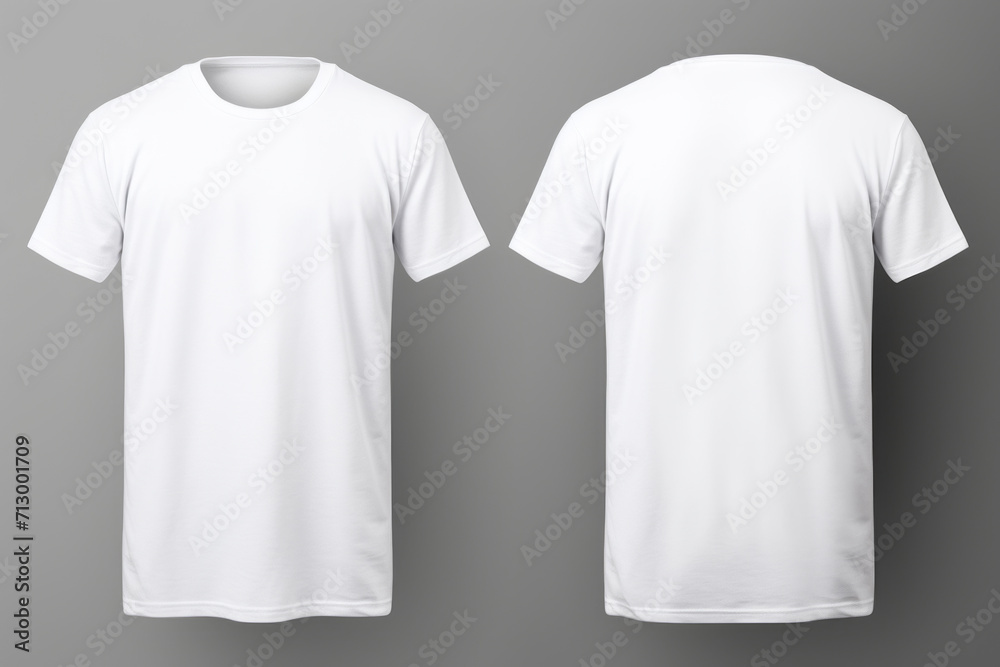White male t shirt mockup front and back view for template design illustration - obrazy, fototapety, plakaty 