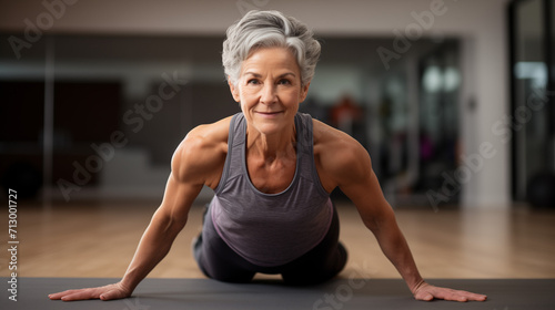 Active senior woman practicing healthy activity 