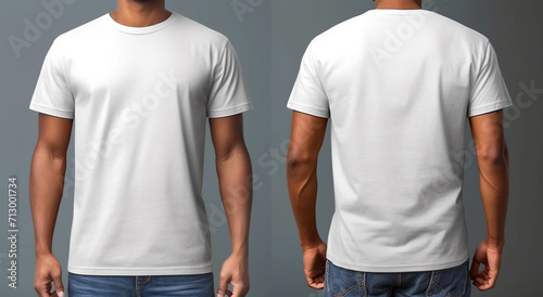white t shirt mockup for man front and back view template illustration design