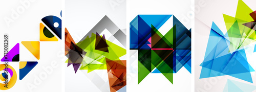 Set of abstract random triangle composition backgrounds. Vector illustration for for wallpaper, business card, cover, poster, banner, brochure, header, website