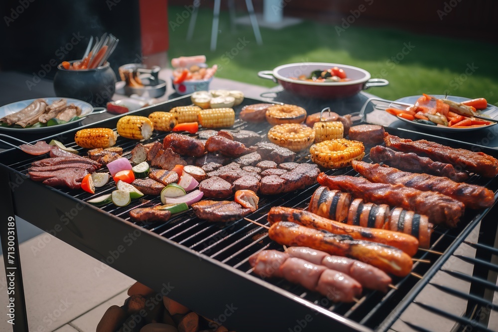 Sizzling Summer BBQ: Grilled Meat Delights at the Ultimate Outdoor Food Party, BBQ Food, Summer Grilling, Meat Feast, Outdoor Cooking, BBQ Party, Grilled Delights,