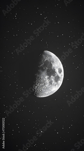 Astrophotography Style Capture of Moon and Stars During Ramadan Night photo