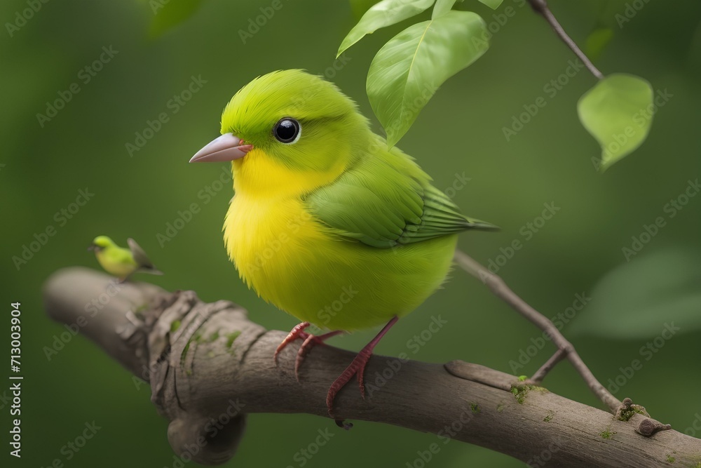 An American yellow warbler perched in the forest on generative AI An American yellow warbler perched in the forest on generative AI