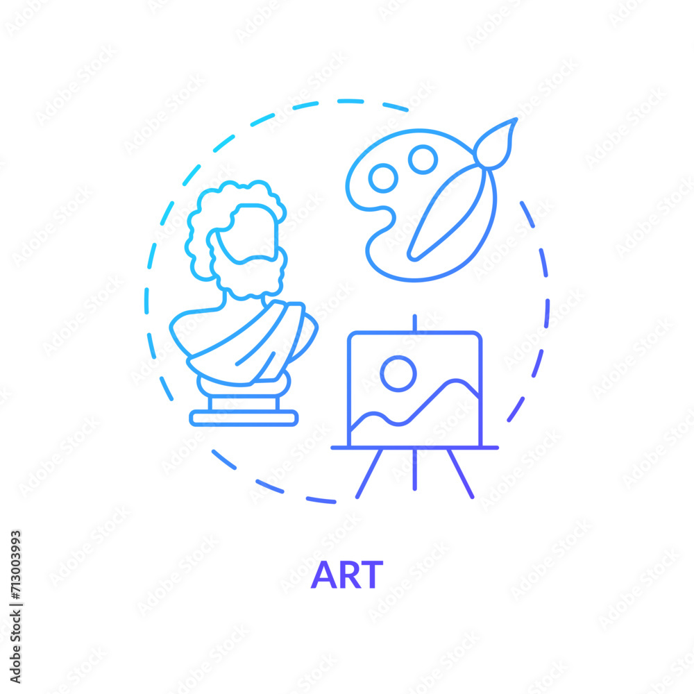 2D gradient art icon, creative isolated vector, thin line illustration representing extracurricular activities. 2D gradient art icon, creative isolated vector, thin line illustration representing extracurricular activities.