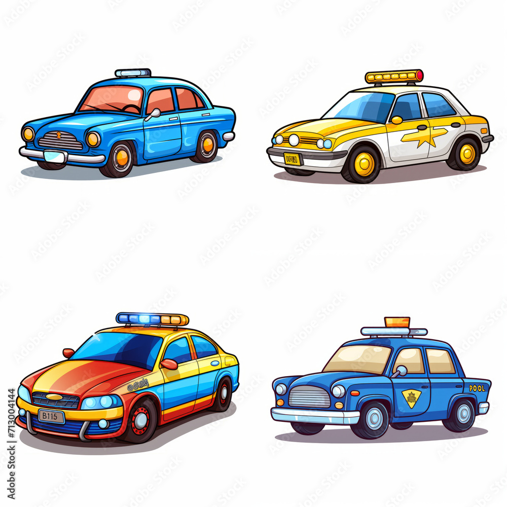 Set of police car vector Set of police car vector