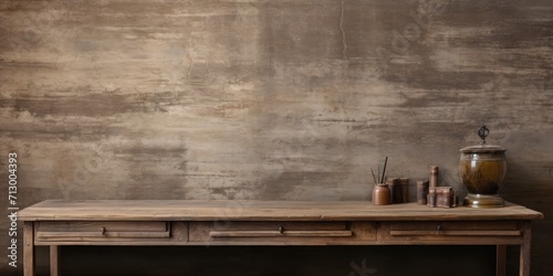 antique wall and wooden desk