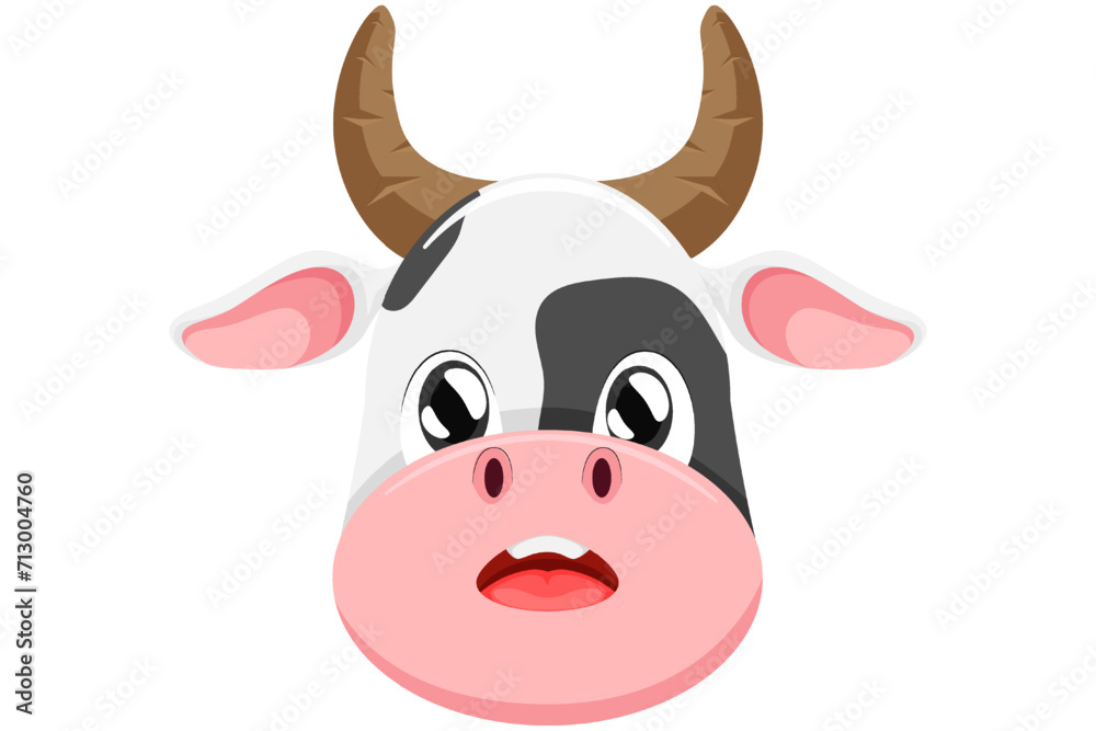 Cute Cow Expression Sticker Design Cute Cow Expression Sticker Design