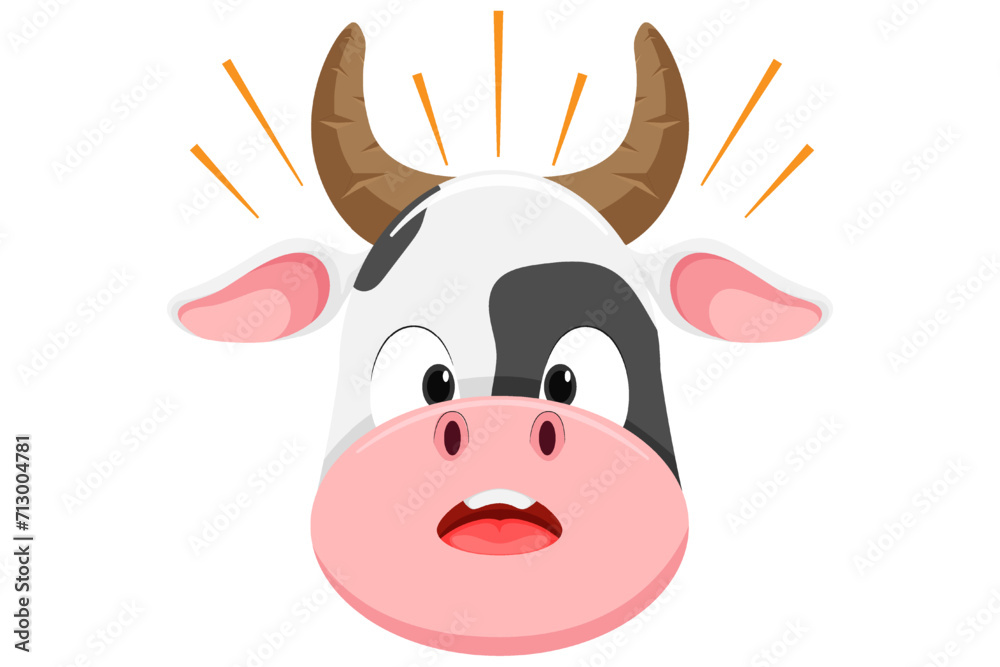 Cute Cow Expression Sticker Design Cute Cow Expression Sticker Design
