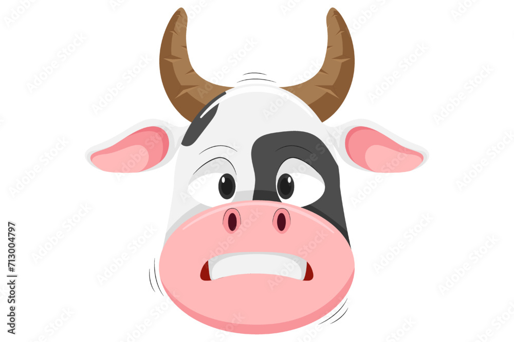 Cute Cow Expression Sticker Design
