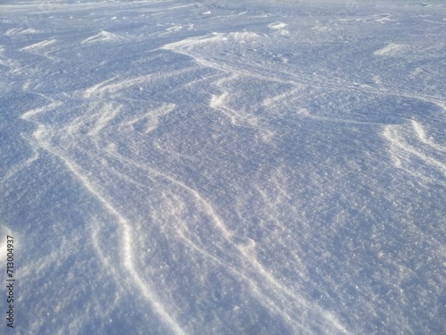 Snow surface closeup, white desert