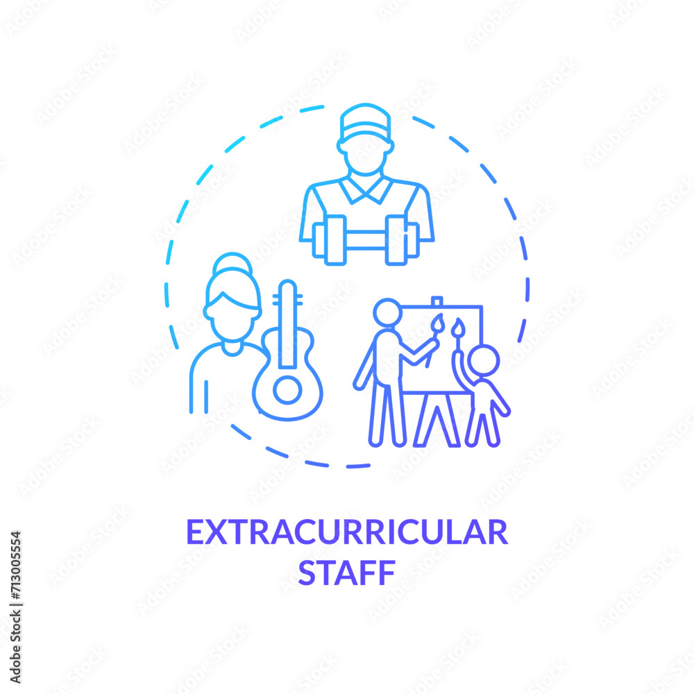 2D gradient extracurricular staff icon, creative isolated vector, thin line illustration representing extracurricular activities. 2D gradient extracurricular staff icon, creative isolated vector, thin line illustration representing extracurricular activities.
