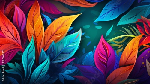 Vibrant foliage backdrop: lively background with bright colors and leaves for creative projects