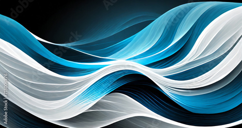 abstract blue wave background, abstract blue background, Blue and white abstract wave on black background, wallpaper.