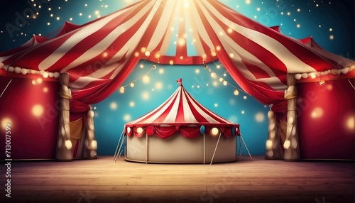 Circus tent decoration with soft focus light and bokeh background