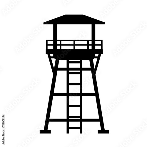 Watchtower silhouette vector. Guard tower silhouette can be used as icon, symbol or sign. Guard post icon for design of military, security or defense