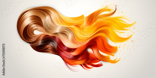 Enchanting Symphony of Multifaceted Hues: A Masterpiece in Artistic Hair Design Featuring Pink Backgrounds, Redhead Elegance, and Shimmering Wavy Curls generative AI 