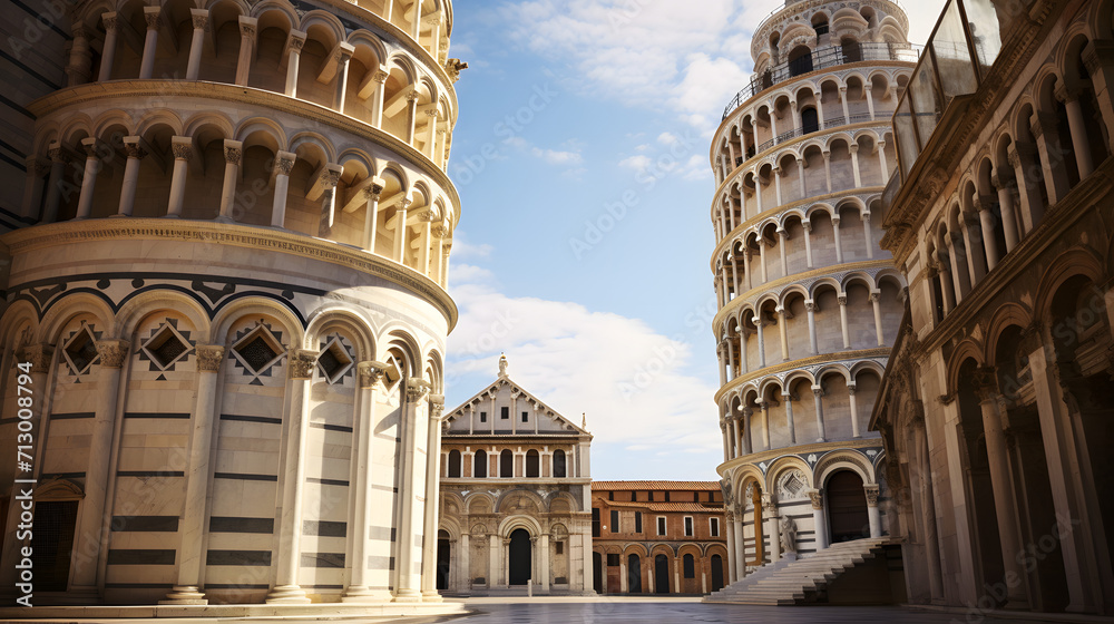 Leaning tower and the cathedral baptistery Italy