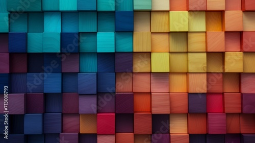 Vibrant spectrum of multicolored wooden blocks - creative and diverse background