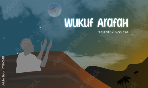 Praying on the 9th of dhulhijjah at Arafah is called wukuf at Arafah photo