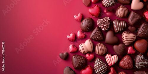 Cute Valentine chocolate background, isolated. Generative AI