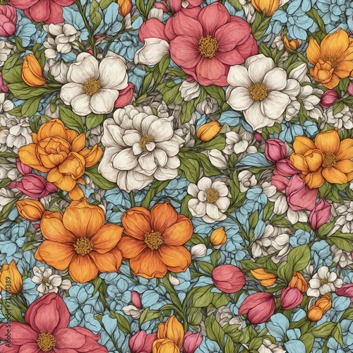 Vibrant spring floral pattern © Edalin
