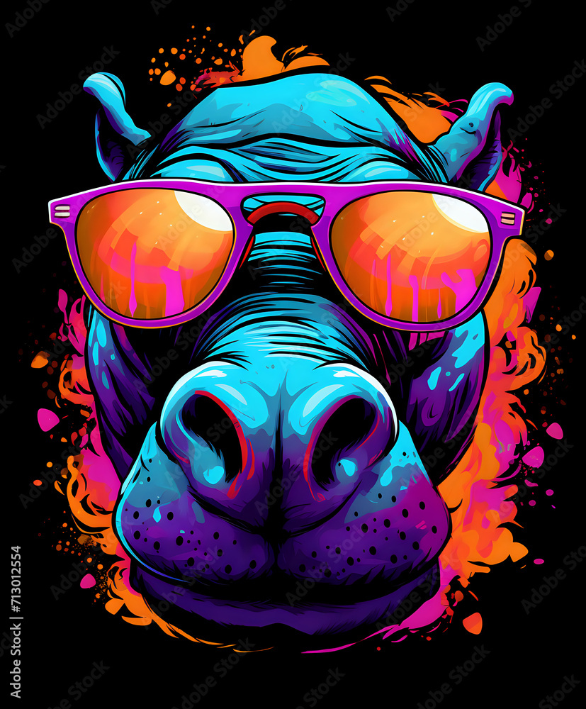 Hippo With Sunglasses Generative AI