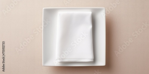 Restaurant napkin template for branding design, isolated. Clean towel mockup for logo. photo