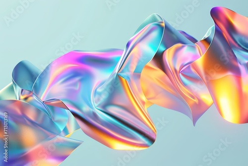 Abstract metallic holographic colored shape