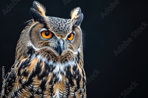 Eurasian Eagle Owl isolated on black background