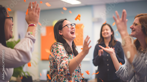 Wide-Angle Lens Captures Laughter and Fun During Office Game on Employee Appreciation Day