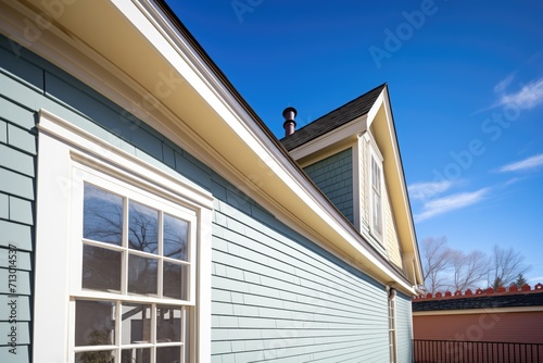 side angle of a gambrel roof on a historic home photo