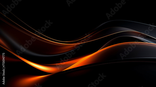Beautiful luxury 3D modern abstract neon black with orange fire background composed of waves with light digital effect.