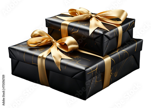 black gold gift box element decoration template with luxury and elegant design, ai generative