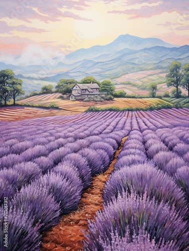 Classic Provence Lavender Art  Vintage Painting Capturing the Freshness of Lavender Fields