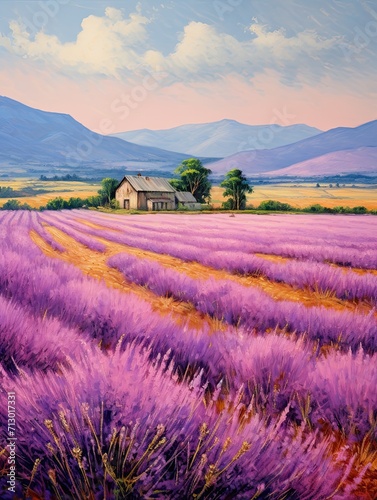 Classic Provence Lavender Art: A Vintage Painting Capturing the Enchanting Field Aroma