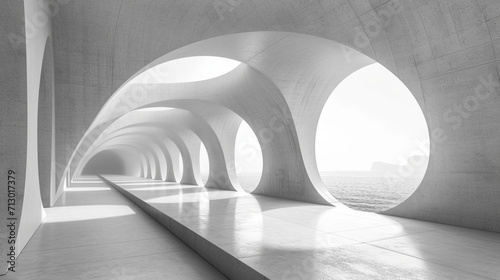 white corridor with columns