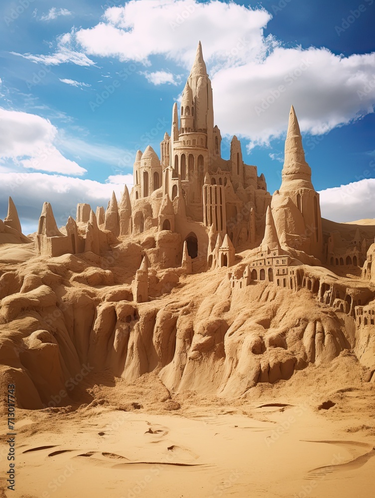 Vintage Coastal Sand Sculptures: Beachfront Brilliance Art Print