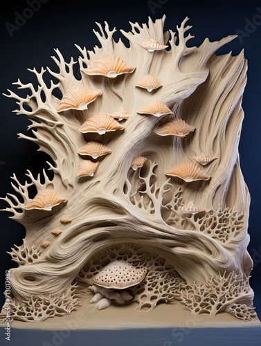 Searching Seashells: Coastal Sand Sculptures, Wall Art, Oceanic Elegance.