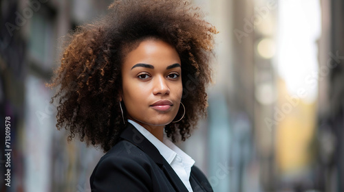 horizontal portrait of a beautiful smart dressed mixed race businesswoman AI generated