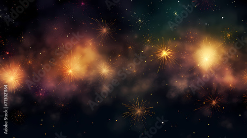 Happy New Year, burning fireworks with bokeh light background