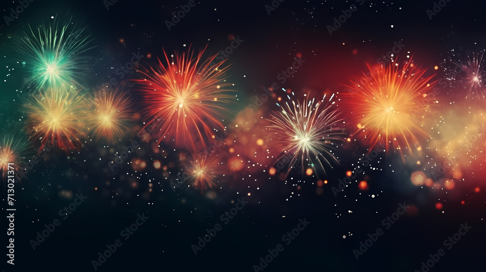 Happy New Year, burning fireworks with bokeh light background Happy New Year, burning fireworks with bokeh light background