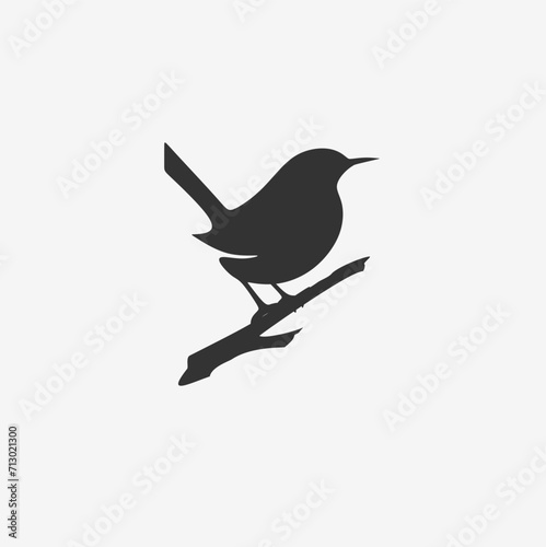 wren silhouette bird logo design