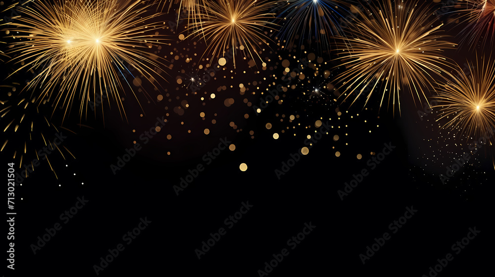 Fototapeta premium Happy New Year, burning fireworks with bokeh light background