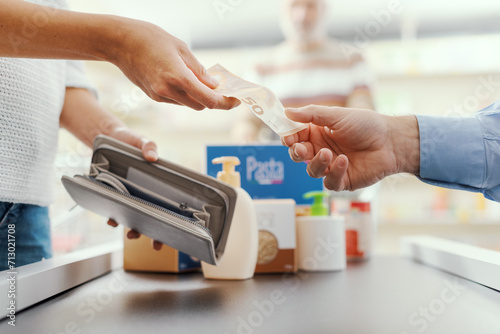 Cash payment at the supermarket photo