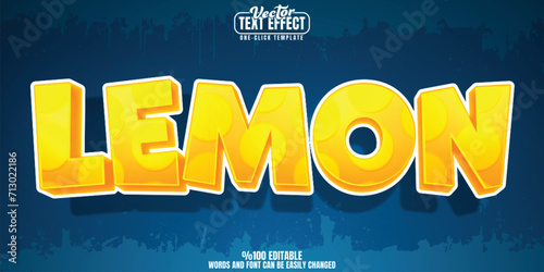 Lemon editable text effect, customizable fruit and vegetable 3D font style