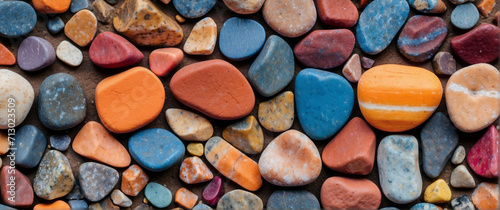Spectrum of colorful rock or pebbles pattern to surface