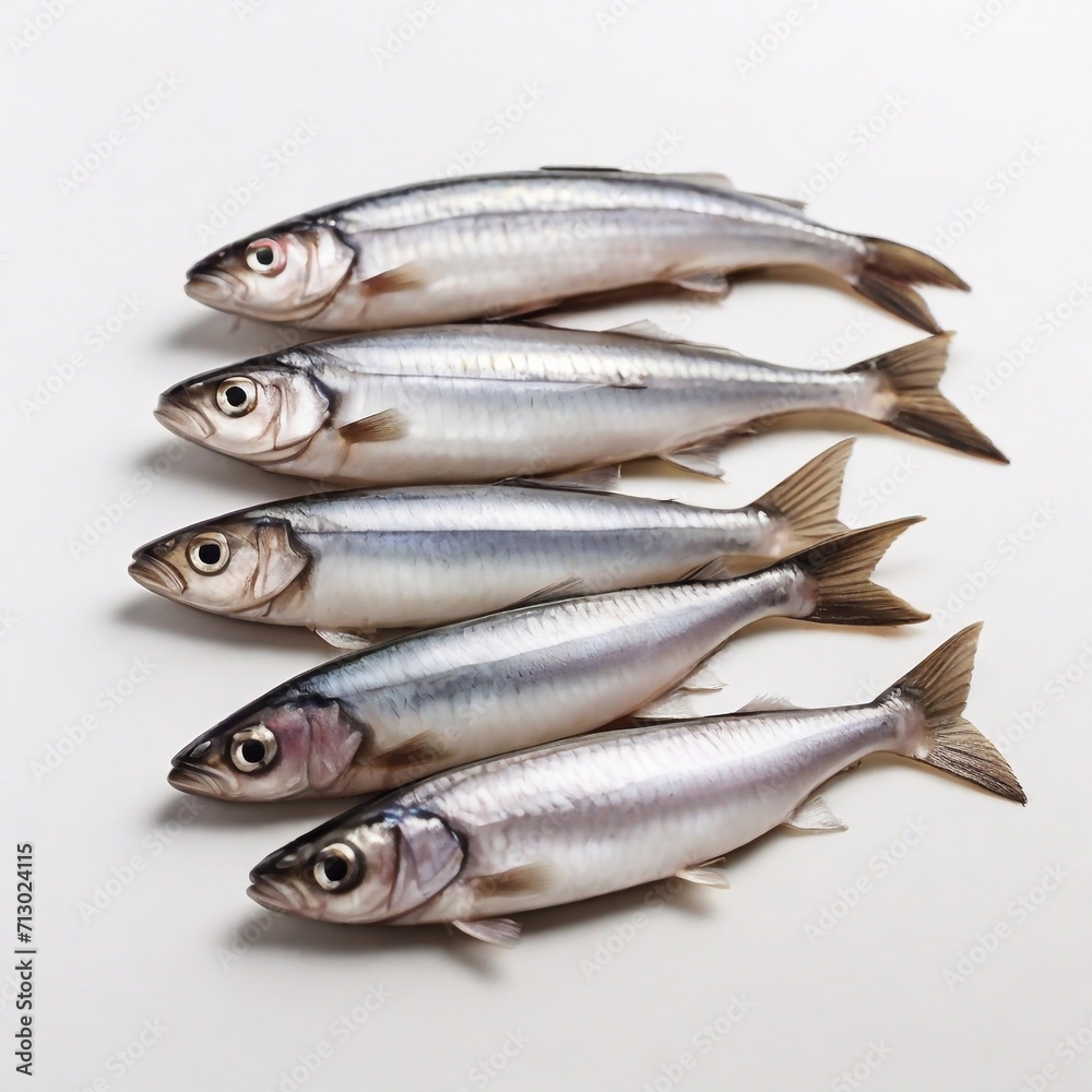 herring lies on a white background, one herring lies on a white background