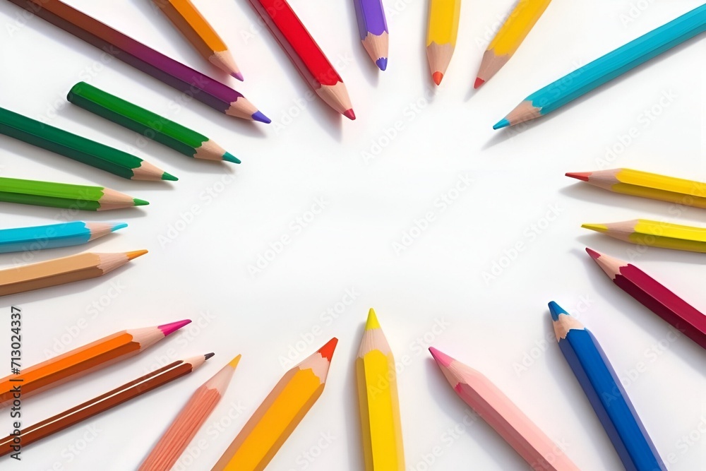 Colored pencil blank wallpaper pointing to the center Colored pencil blank wallpaper pointing to the center