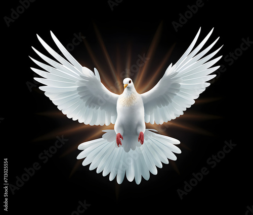 White Dove in Flight